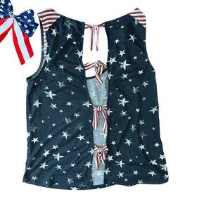 Stars, Stripes & Bows Open Back Tie Women's Sleeveless Tank Top - Small